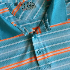 Under Armour Men's Aqua and Orange Polo Shirt